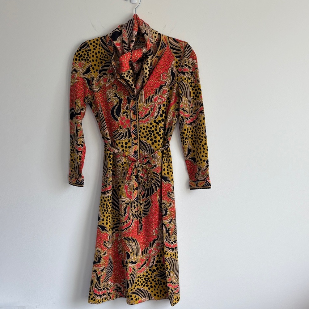 Vintage Goldworm Wool Multicolor Patterned Dress